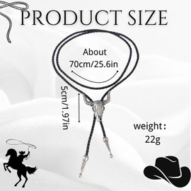 LynixTrade Bolo Tie for Men Cowboy Necklace, Adjustable Vintage Leather Necklace Cord, Cowboys Accessories Unisex Wild West Theme Western Bolo Tie for Men Women