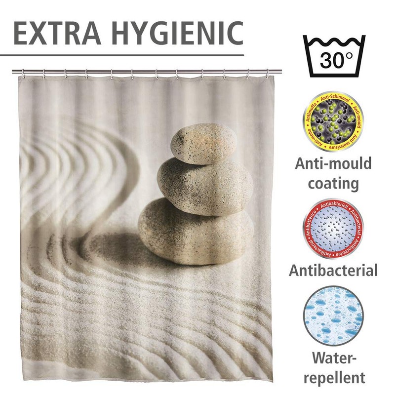 Wenko 20968100 Shower curtain Sand and Stone highquality textile fabric,