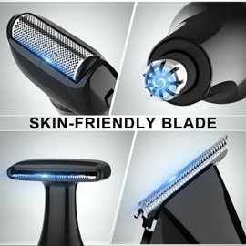 Hatteker Upgraded Mens Electric Back Shaver Body Grooming kit Body Trimmer Facial,Arm,Chin Beard Trimmer Cordless Hair Clipper with Adjustable Extension Handel Waterproof LED Display