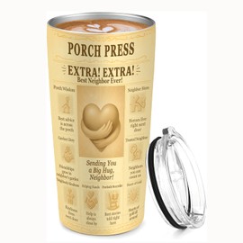 Best Neighbor Ever Gift 20oz Tumbler – Retro Newspaper Style Gift, New Neighbor Welcome, Thank You Travel Mug for Housewarming or Moving Away