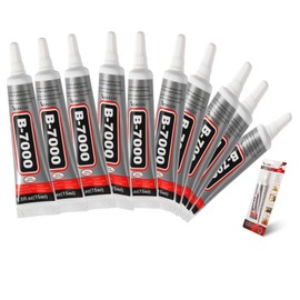 B7000 Glue Clear with Precision Tip 15ML B7000 Rhinestone Jewelry Glue for Metal and Stone, B-7000 Adhesive Clear for Rhinestone Crafts Glass Ruber Fiber Ceramic Phone Screen Toys Repair (10X0.5oz)