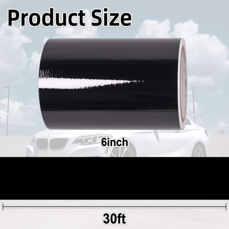 Lypumso Gloss Black Vinyl Wrap for Chrome Delete, 6 Inch