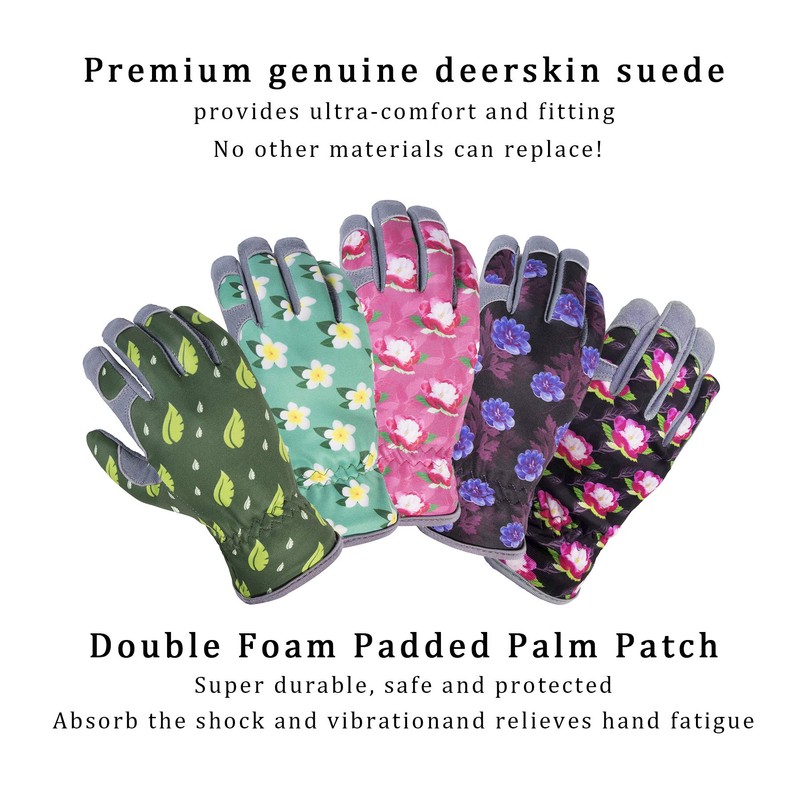 SKYDEER Women's Deerskin Suede Gardening Gloves (SD6611/M)