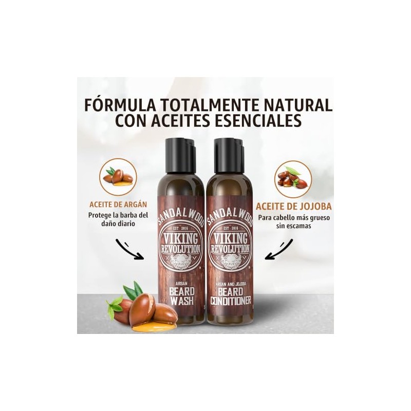 Beard Wash & Beard Conditioner Set w/Argan & Jojoba Oils