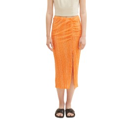 TOM TAILOR Denim Women's Skirt with Slit & Pattern, 31713 Mango Batik Vichy Print