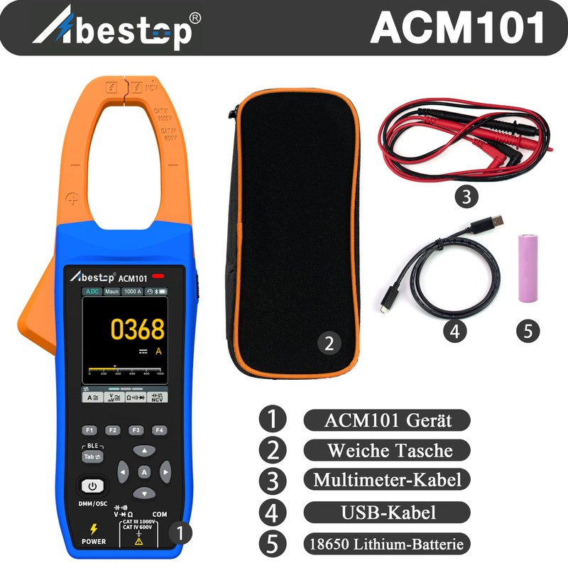 Abestop 1000A AC/DC Clamp Current Meter 1000A 1000V Portable Current