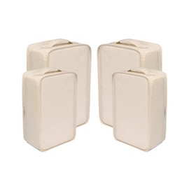 Travel Shoe Bags, Foldable Waterproof Shoe Pouches Organizer-Double Layer (2+2 Cream Shoe Bags)