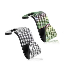 4PCS Bling Car Seat Back Headrest Hooks Hanger Holder Hook for Bag-Iridescent