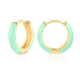 MESOVOR Small Golden Hoop Earrings for Women, 18 Carat Gold-Plated Lightweight Huggie Earrings, Hypoallergenic Enamel Earrings Gifts for Girls, Gold-plated, No Gemstone