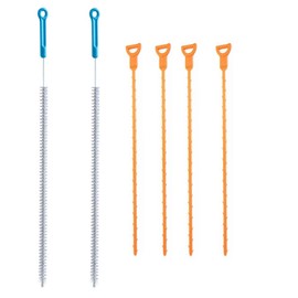FOMMEN Sink Hair Snake Drain Cleaning Brush 2 Pack, 4 Pack Sewer Hair Catcher，Drain Clog Remover Hair Cleaning Tool