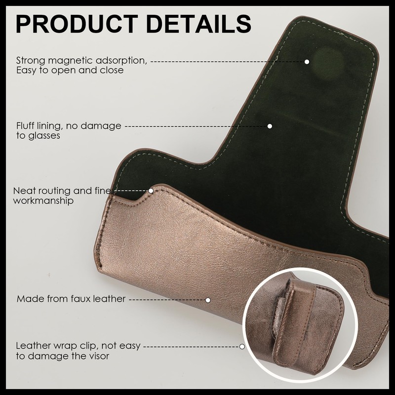URIZZD Sunglass Holder for Car Visor, Car Sunglasses Holder Leather,