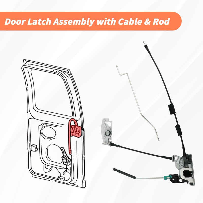 Blycorul Rear Door Latch Assembly with Cable & Rod, Right