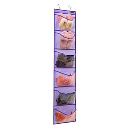 ANZORG - Organizador de zapatos con bolsillos extra grandes para clóset sobre la puerta estrecha para colgar zapatos (6 bolsillos grandes, morado)