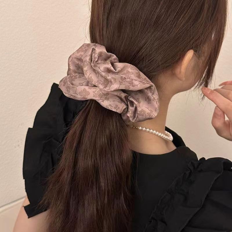 TUCEWP Scrunchies for Women Girls 3Pcs Big Floral Scrunchies Long