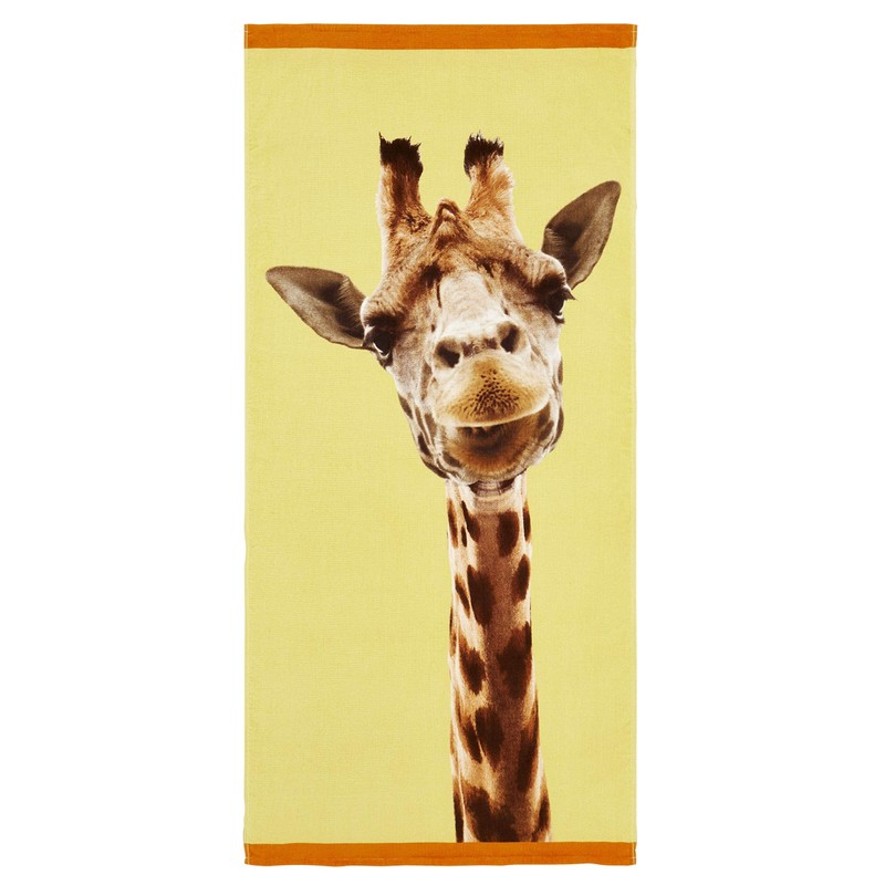 Catherine Lansfield Giraffe Cotton 76x160cm Beach Towel Yellow