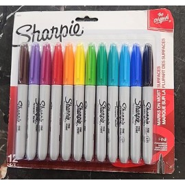 Sharpie Fine Point Permanent Marker, Assorted Colors, 12 count