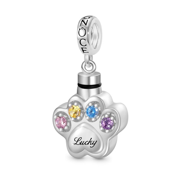 GNOCE Charm Pendant Engraved Forever In Our Hearts Pet Paw