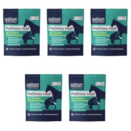 VetSet PolDress Horse Hoof Poultice (5-Pack) | Vet-Approved Hoof & Wound Dressing for Horses | Treats Abscess, Swelling, Infection | Hot, Cold, or Dry Use | 15cm x 14cm Pads