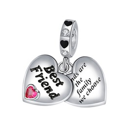Yinsen Mother Sister 925 Sterling Silver Heart Family Charm for European Bracelets and Necklaces, Mother's Day Gift, Cubic Zirconia