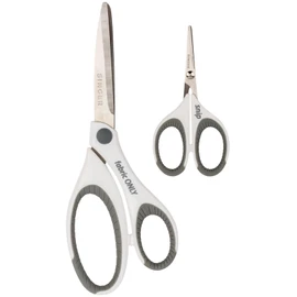 SINGER Sewing Scissors Set – 8.5-Inch Fabric Scissors & 4-Inch Mini Detail Scissors, Grey & White Comfort Grip