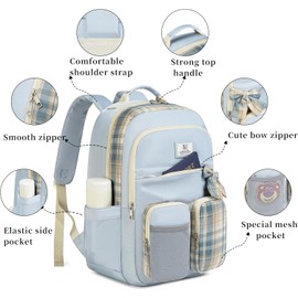 Mochila para niñas para escuela, adolescentes, bonita bolsa de libros con compartimento para computadora portátil para estudiantes de secundaria,