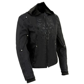 Milwaukee Leather Women's Textile Motorcycle Riders Jacket with Hoodie - Year Round Wear - Large - Large