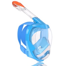 Flyboo Snorkel Mask,180°view Snorkelling Mask with Panoramic Full Face Design-Sports Camera Compatible Diving Mask with Anti-fog and Anti-leak Technology for Adults and Kids