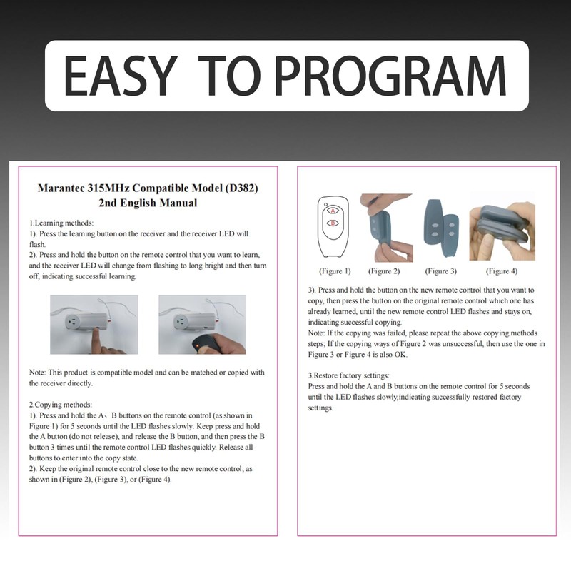 Upgrade Garage Door Opener Remote for Marantec Harrison Martin M3-2312,