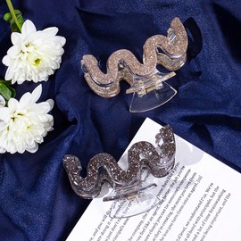 Radhu & Kabby Glitter Hair Clutchers for Women | Shimmer Claw Clips for Girls | Gold & Black | Sparkling Hair Accessories | Secure & Stylish Hair Clips | Set of 2