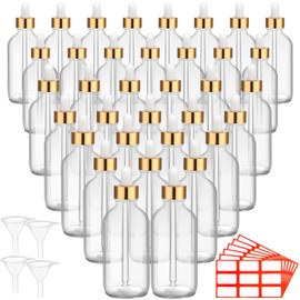 Dandat 50 Pcs 4 oz Glass Dropper Bottle 120 ml Tincture Bottles with Dropper Lab Dropping Bottles with Eye Droppers, Funnels, Label Stickers for Essential Oil Perfumes (Clear,Smooth)