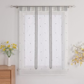 Yujiao Mao pack of 1 voile embroidered tie-top roman blinds, white grey
