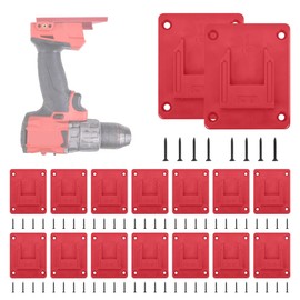 Rtsyful 16 Packs Tool Holder Mount for 20V/12V Drill and Milwaukee M18 18V Tools - Hanger Set With 64 Pcs Screws - Red