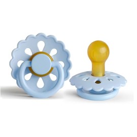 Cutties and Giggles Round Nipple Soother 2-Pack, BPA Free Dummy Pacifier, Natural Rubber Latex 0-6 Months (Blue)