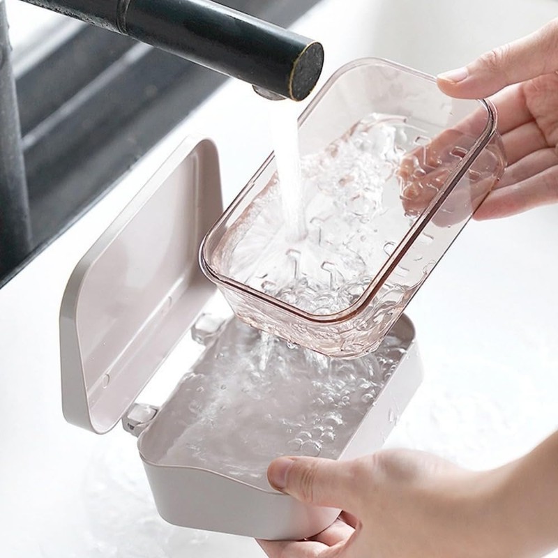 Itisyou Soap Box Portable Soap Case with Lid and Drainer,