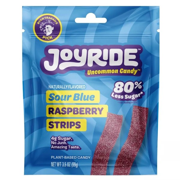 Generic Joyride Sweets Sour Blue Raspberry Candy Strips, 3.5oz Pack,