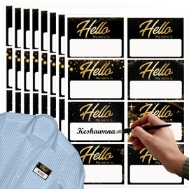 IKSII 120PCS Hello My Name is Stickers, Name Tag Label for School,Black Gold Large Size(3.3"x2.3"),Student Back to School Name Stickers,Classroom Decor,Party,Locker,Clothing,Amily Runion,Gift Gag