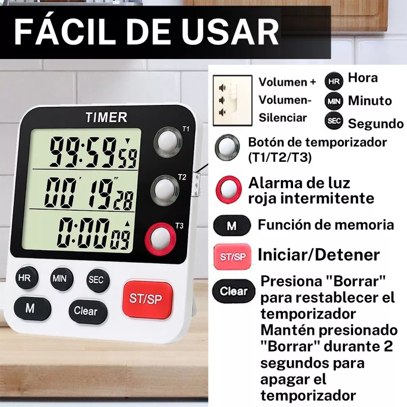 Gomia Cronómetro Digital De Cocina Con Cuenta Regresiva De 3