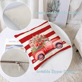 Happy Mothers Day Pillow Covers 18x18 Set of 4 Red Carnation Floral Mom Throw Pillow Covers Pillow Cases Outdoor Couch Sofa Home Decorations Cushion Covers Gift for Mother Mom Birthday (18)