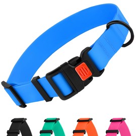 CollarDirect Adjustable Dog Collar Colorful Waterproof Pet Collars for Small Medium Large Dogs Puppy Pink Black Blue Mint Green Orange (Neck Fit 12"-16", Blue)