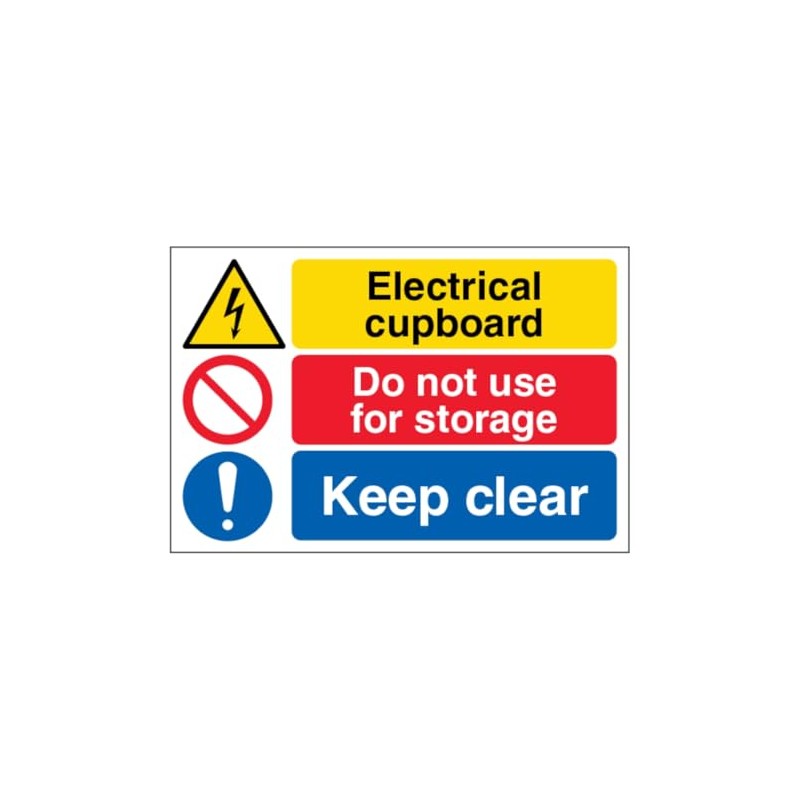 V Safety Electrical cupboard/Do not use for storage/Keep clear -