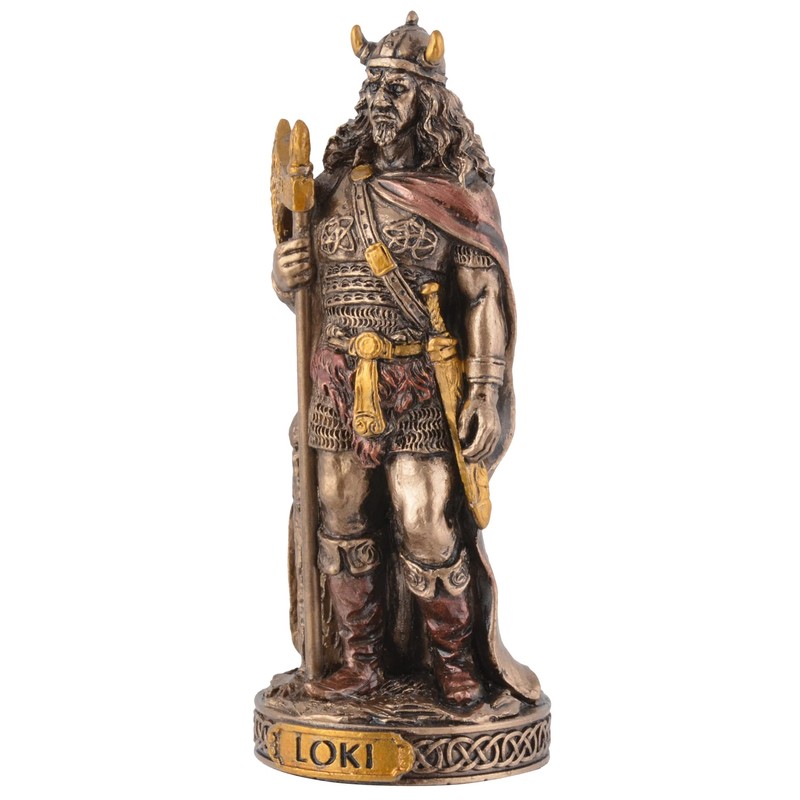 Miniature Figurine German God Loki Bronze Hand-Painted by Veronese