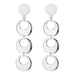 Tuscany Silver Women's Sterling Silver Cut Out Disc Drop Earrings of 11 x 25 mm