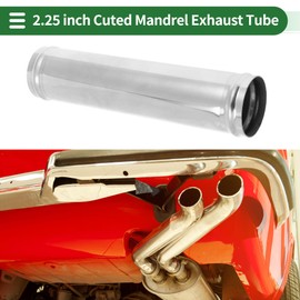 X AUTOHAUX Straight Exhaust Pipe Tube with Bead Roll DIY Custom Car Modified Exhaust Pipe Tubing Piping 2.25" OD 10" End Length T304 Stainless Steel Silver Tone