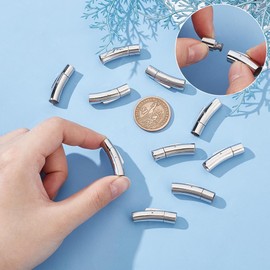 UNICRAFTALE 10 Sets Bayonet & Tube Clasps Stainless Steel Pushed Buckle Clasps for Bracelet & Necklace Jewelry Making 32.5x7.6x10.6mm, Hole 6mm