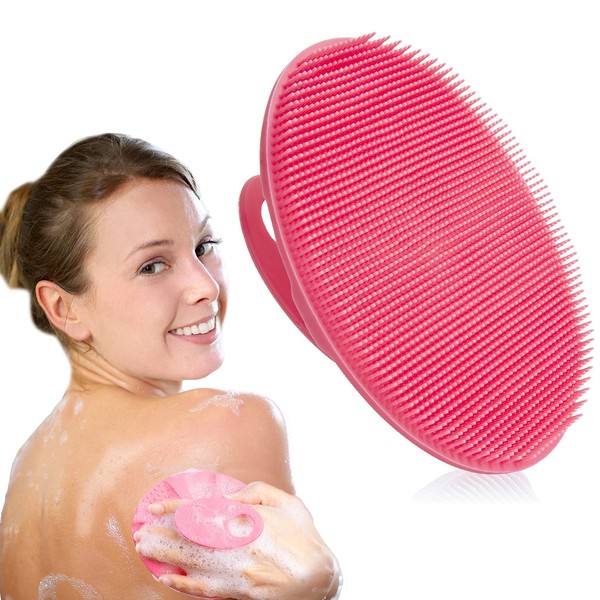 INNERNEED Cepillo de limpieza corporal de silicona suave, depurador de ducha, exfoliante suave y masaje para todo tipo de piel (rosa)