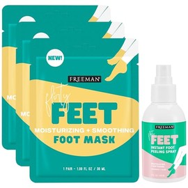 Freeman Flirty Feet - Set de cuidado de pies – Spray de pelado instantáneo para pies secos y agrietados + calcetines hidratantes para máscara de pies,
