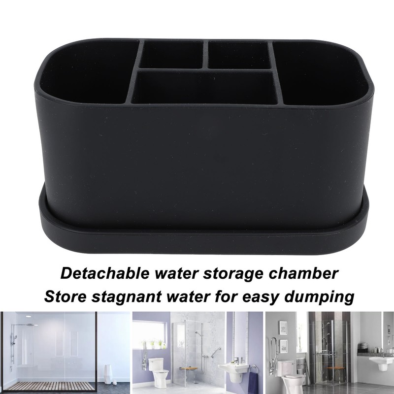 Silicone Toothbrush Toothpaste Holder Multipurpose 5 Slots Drainage Holes Bathroom