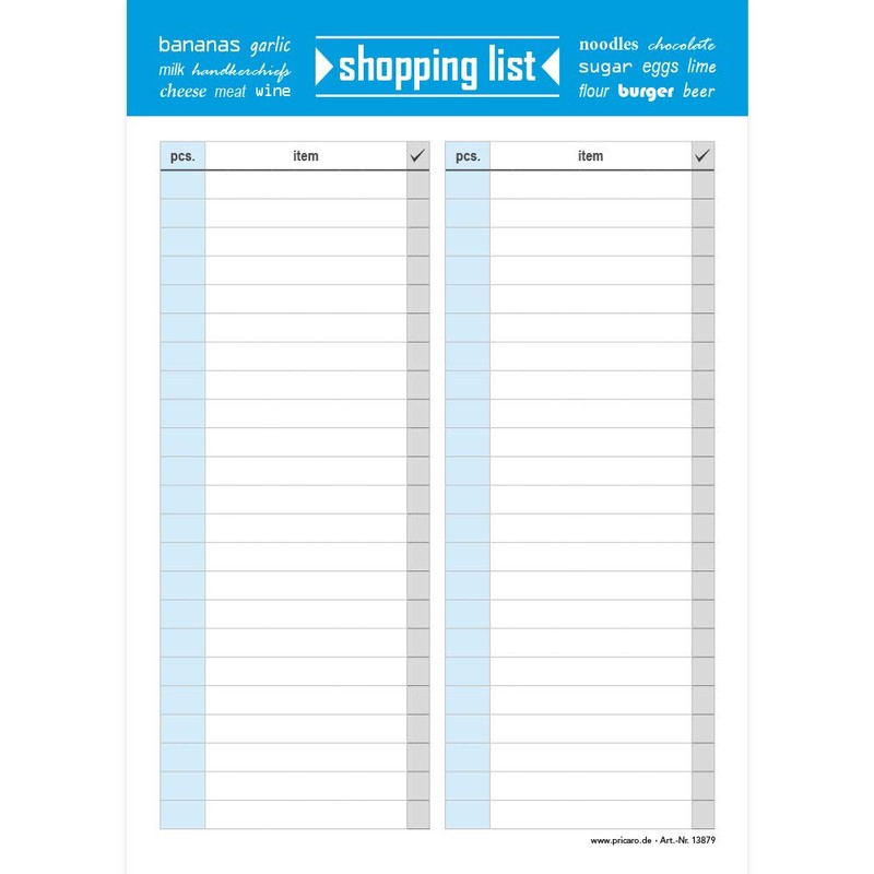 PRICARO Shopping List "Typo", magnetic, blue, A5, 25 sheets, set