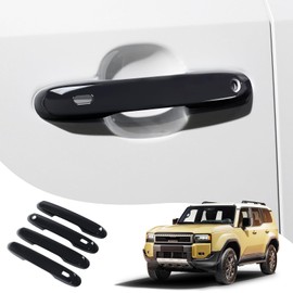 4-Piece Car Exterior Handle Decoration Suitable for 2024-Present Toyota Land Cruiser 250 1958 Prado Lc250 Door Handle Highlight Strip Protective Cover Modification Accessories (Black)