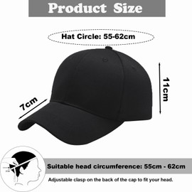 ATSNOSH Pack of 2 Baseball Cap for Men and Women, Baseball Cap, Sun Hat, Peaked Cap, Adjustable, Cotton, Running, Leisure Baseball Cap, black, Unit size
